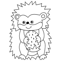 Vector Cute Cartoon Hedgehog with Strawberry