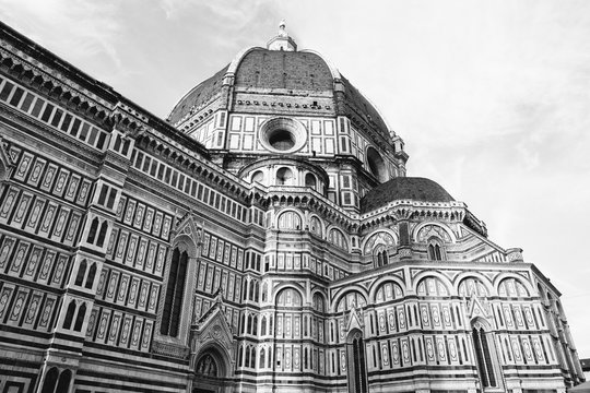 Fototapeta Black and white photo of the Duomo in Florence, Italy