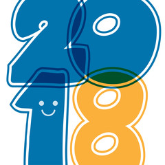 Happy new 2018 year. Greetings card. Colorful design. Vector illustration.