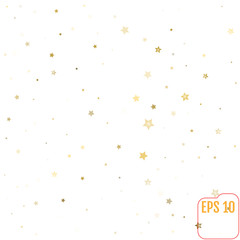 Gold stars. Confetti celebration, Falling golden abstract decoration for party, birthday celebrate, anniversary or event, festive. Festival decor. Vector illustration