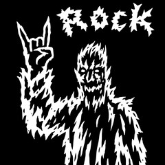 The rock demon gestures with the fingers of the horn. Vector illustration.