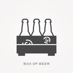 Silhouette icon box of beer