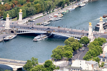View of the river Seine and the Pont Alexandre III in Paris © kmiragaya