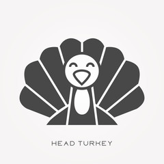 Silhouette icon head turkey