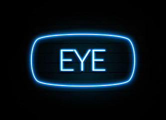 Eye  - colorful Neon Sign on brickwall