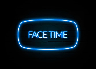 Face Time  - colorful Neon Sign on brickwall
