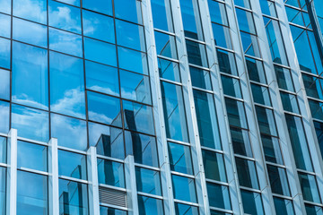 Close-Up of Modern Office Buildings in city of China..