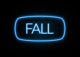 Fall  - colorful Neon Sign on brickwall