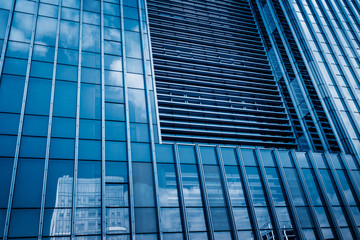 Close-Up of Modern Office Buildings in city of China..