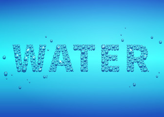 Blue drops of water background, lettering vector illustration