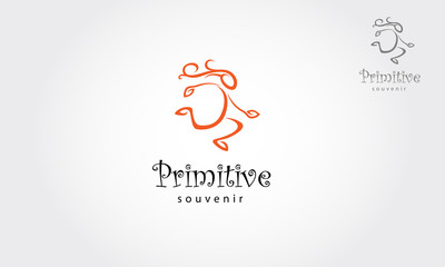 Primitive Souvenir Vector Logo Illustration. Running primitive souvenir.