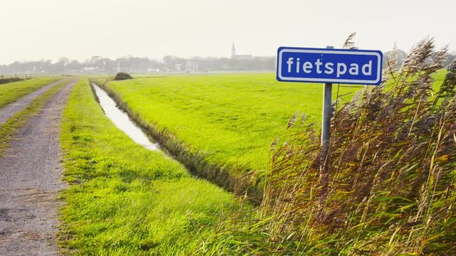 bicycles only sign polder farm road Netherlands