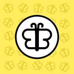 Butterfly icon sign and symbol on yellow background