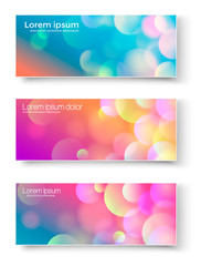 Naklejka premium Set of banners with abstract circles. Vector illustration of banners or flyers with abstract different colored light circles.