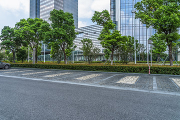 empty road and modern office buildings.