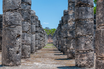 Fototapeta na wymiar Group of the 1000 Columns at Chichen Itza, Yucatan, Mexico
