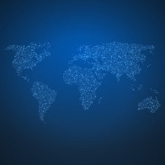 Illustration of Vector Global Map. World Map Glowing Atlas