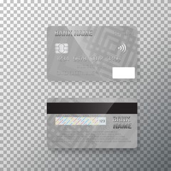 Illustration of Vector Credit Card. Photorealistic Bank Card Isolated on Transparent Background