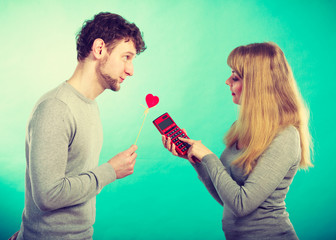 Woman making calculation of relationship.