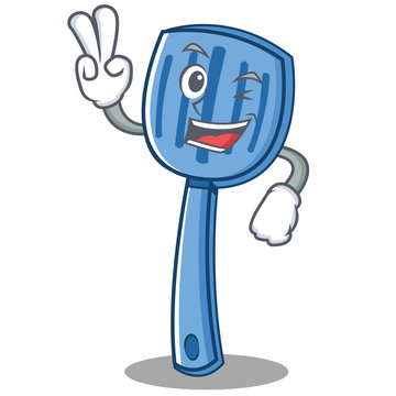 Two Finger Spatula Character Cartoon Style