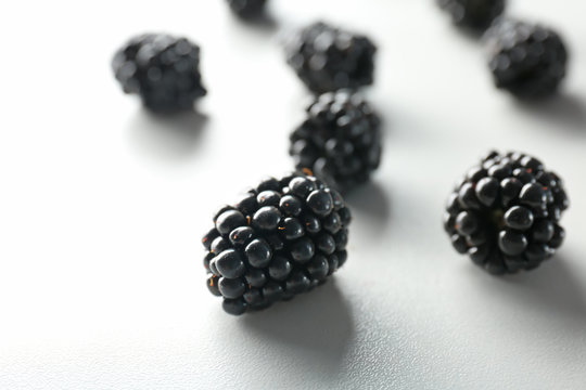 Delicious blackberries on white background