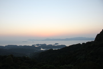 冷水岳から見る日没(長崎県)