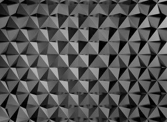 3d rendering. Abstract dark gray and black triangle polygon background.