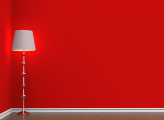 Fototapeta na wymiar 3d rendering. luxury stand lamp on red copy space wall room