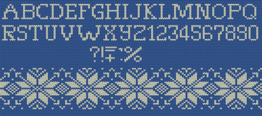 Knitted Merry Christmas alphabet. EPS 10 vector