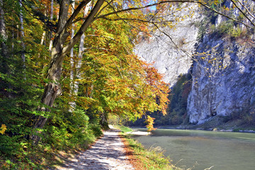Autumn  landscape. Pieniny Mountains, Dunajec river

