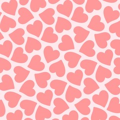 Fototapeta na wymiar Pink vector flat hearts pattern. Valentines day card
