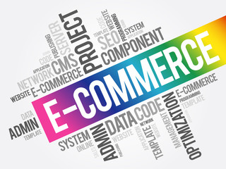E-COMMERCE word cloud, technology business concept background