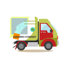 Cleaning service car flat vector illustration