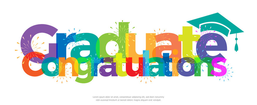 Congratulations graduate colorful with fireworks on white background