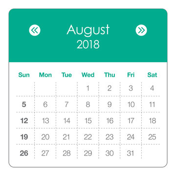 August 2018 calendar vector illustration