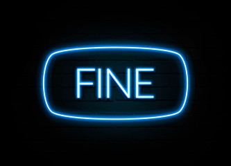 Fine  - colorful Neon Sign on brickwall