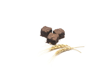 chocolate brownie isolated on white background