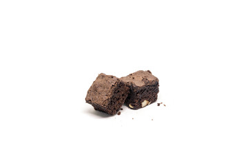 chocolate brownie isolated on white background