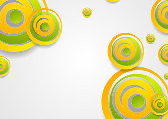 Vibrant green and orange creative circles abstract background