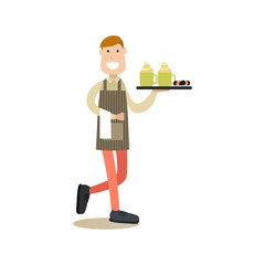 Waiter vector illustration in flat style