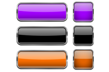 Set of colored buttons with metal border