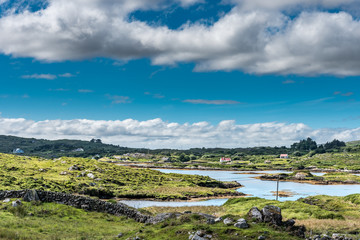 Connemara landscape: sea and grasslands