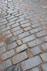 Fragment of a stone pavement in the city of Vyborg