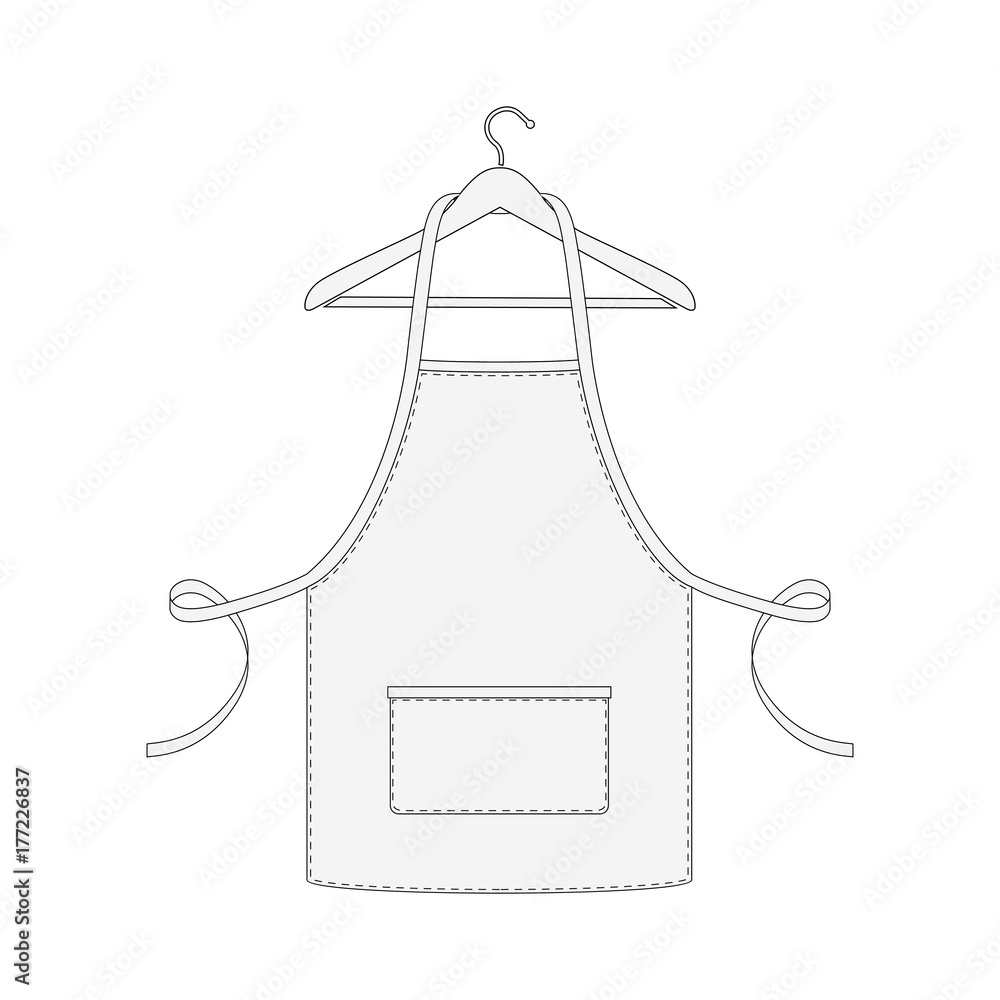 Wall mural Kitchen apron on hanger isolated on white background