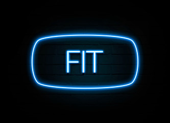 Fit  - colorful Neon Sign on brickwall