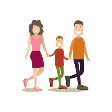 Happy family vector illustration in flat style