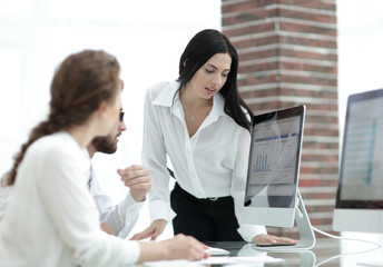 Fototapeta premium professional specialists of the company discussing financial schedules