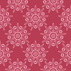Floral seamless pattern on red background