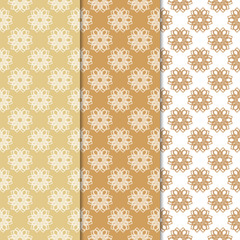Floral seamless patterns. Set of orange vertical wallpaper backgrounds