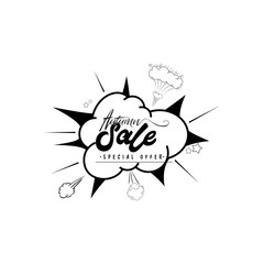 Sale web banner. Pop art comic sale discount promotion label.